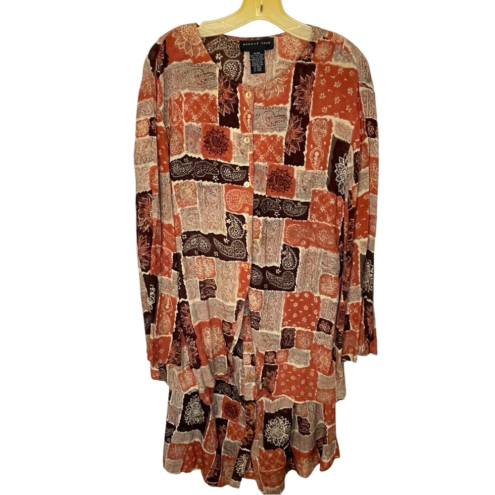 Vintage August Silk women’s tunic top 10/40 w/ skirt size M